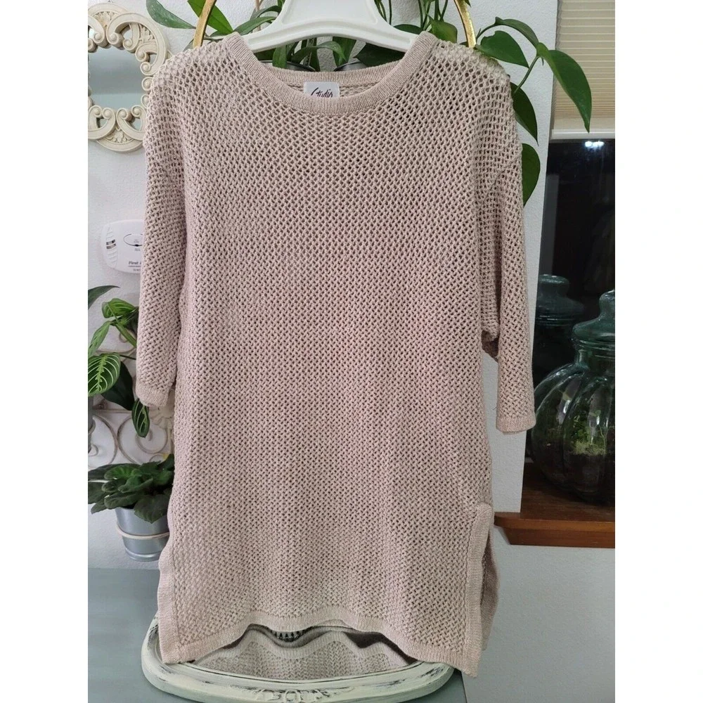 Vintage Studio C Oversized Open Knit Cotton Sweater Size M Beachy - Picture 2 of 10